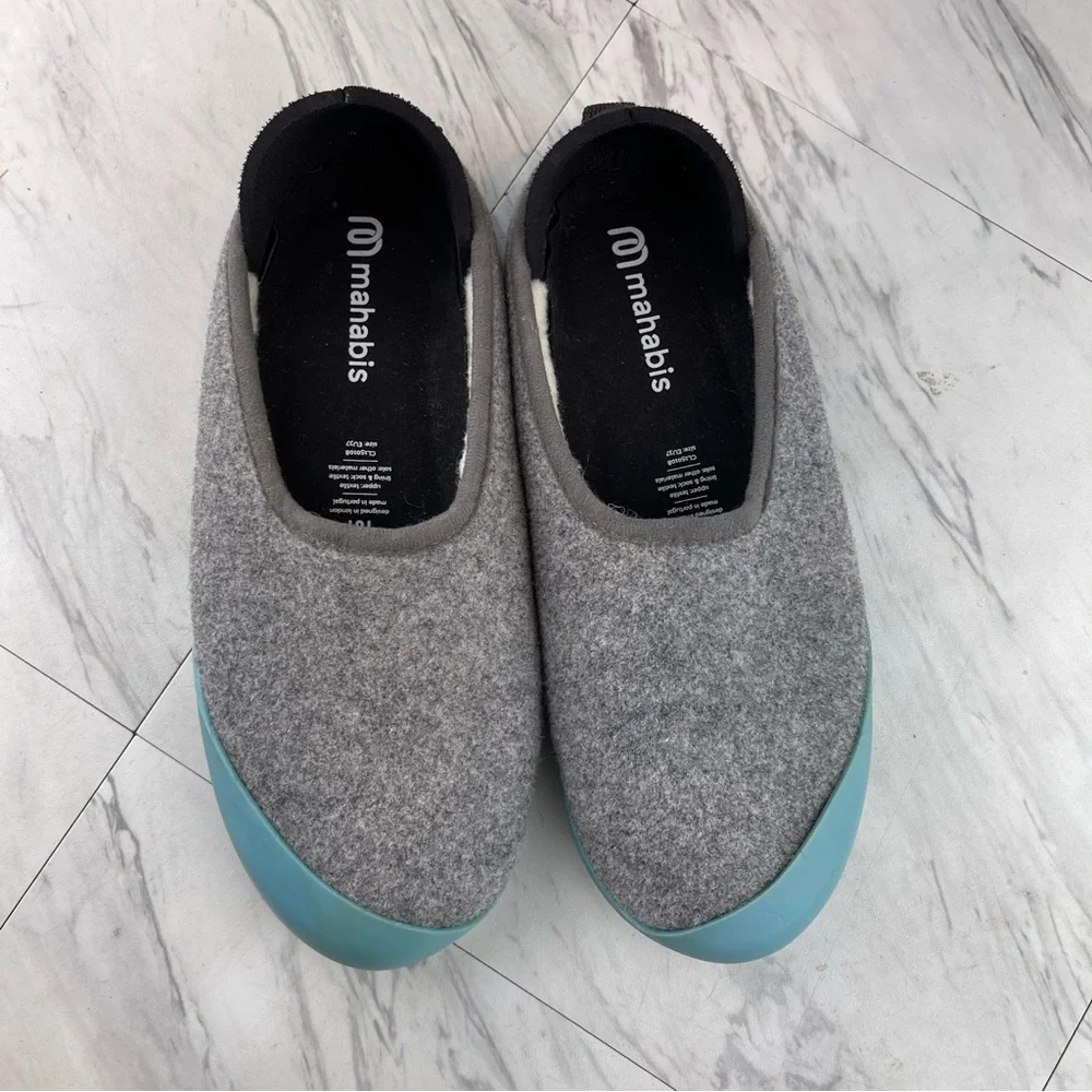 -Mahabis Gray Classic Slip-On Removable Rubber Bottom Slippers 37 EU | 6.5-7 US_7